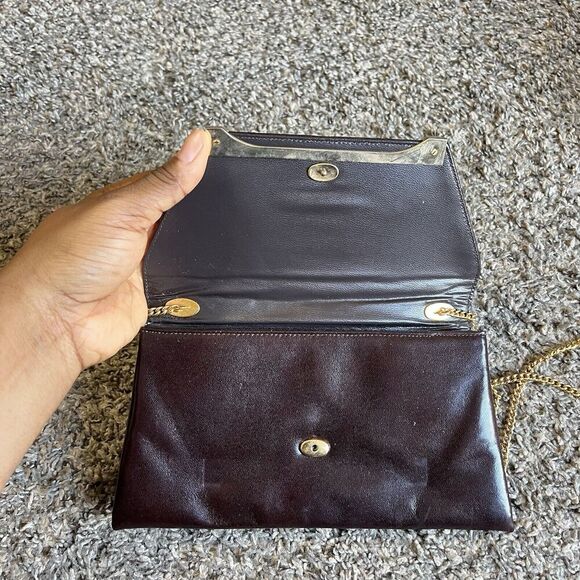 Vintage Susan Gail Clutch Shoulder Crossbody Leather Purse Bag Brown - Picture 7 of 8